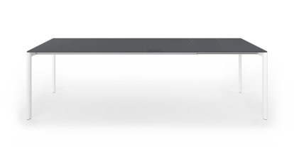 Maki Dining Table, L 189-263 x W 90 cm, Fenix London grey with same colour edge, Aluminium with white lacquer