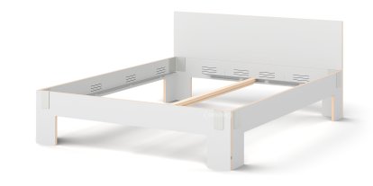 Tagedieb, 180 x 200 cm, With headboard, FU (plywood, birch) white, Light grey, Without slatted base