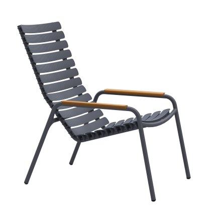 ReCLIPS Lounge Chair, Dark grey, Bamboo armrests