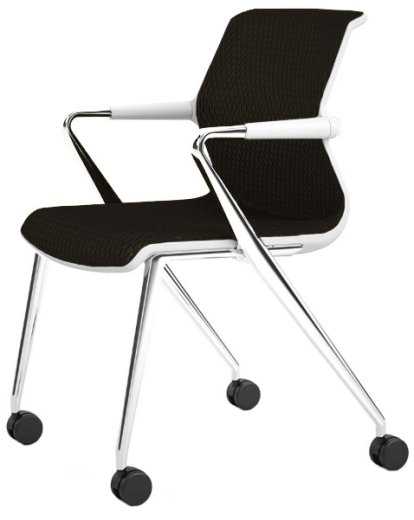 Unix Chair with Four-legged Base on Castors, Diamond Mesh brown, Soft grey, Aluminium polished