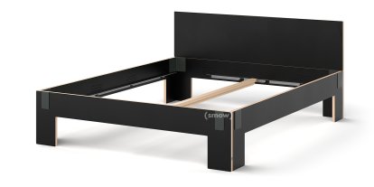 Tagedieb, 180 x 200 cm, With headboard, FU (plywood, birch) black, Anthracite, Without slatted base