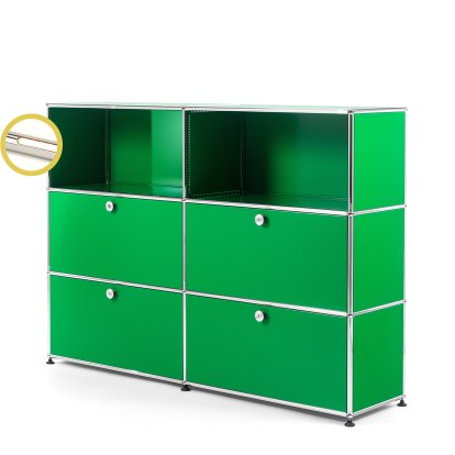 USM Haller E Highboard L with Compartment Lighting, USM green, Warm white