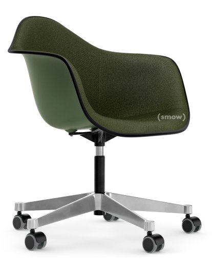 Eames Plastic Armchair RE PACC, Forest, With full upholstery, Nero / forest