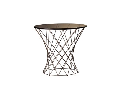 Oota, H 47 x ø 52 cm, Brown glass, Matt bronze powder-coated