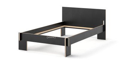 Siebenschläfer, 120 x 200 cm, With headboard, Black, Without slatted base