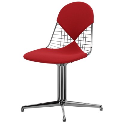 Wire Chair DKL, Aluminium polished, Seat and backrest cushion (Bikini), Red / poppy red
