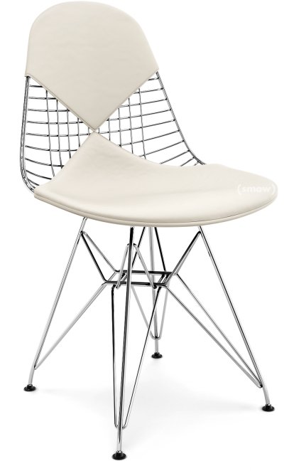 Seat Cushion for Wire Chair (DKR/DKW/DKX/LKR), Seat and backrest cushion (Bikini), Leather (Standard), Snow