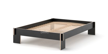 Siebenschläfer, 140 x 200 cm, Without headboard, Black, With rollable slatted base