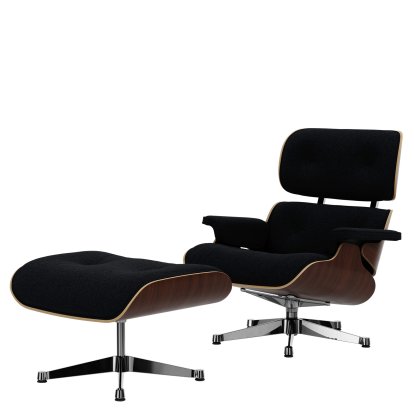 Lounge Chair & Ottoman Nubia, Anthracite black / walnut, dark