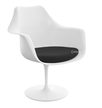 Saarinen Tulip Armchair, Swivel, Seat cushion, White, Black (Tonus 128)