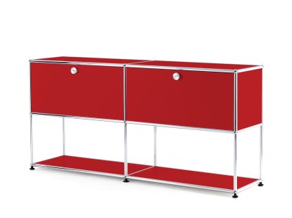 USM Haller Sideboard L with 2 Drop-down Doors, Lower Tier Structure, USM ruby red