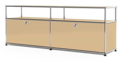 USM Haller Lowboard L with Extension, Customizable, USM beige, With 2 extension doors, With cable entry hole bottom centre | USM Haller | Lowboards