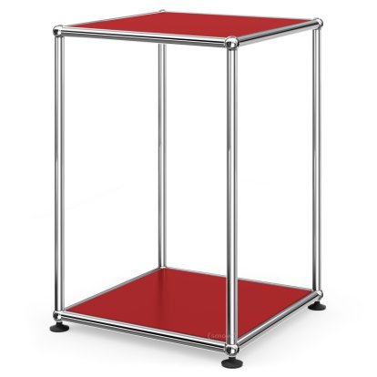 USM Haller Side Table 35 High, Both panels metal, USM ruby red