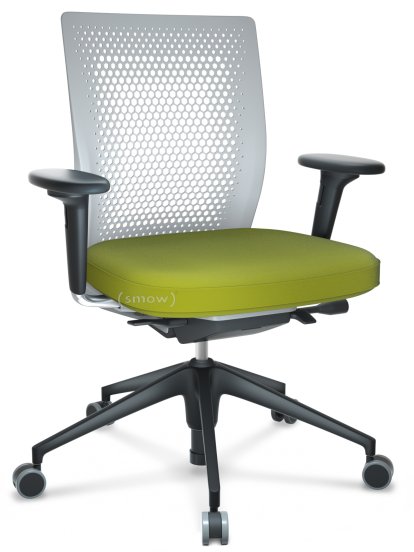 ID Air, Soft grey, Plano fabric-68 avocado, Basic dark, 5 star foot , basic dark plastic, With 2D armrests, Soft castors for hard floor surfaces