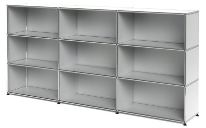 USM Haller Highboard XL, Customisable, USM matte silver, Open, Open, Open