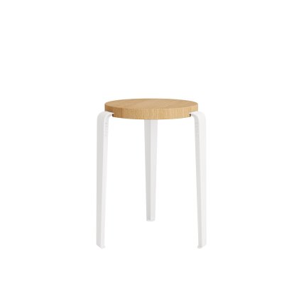 Lou Stool, Solid Wood, Solid oak, Cloudy white