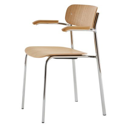 S 243 F Armchair, Chrome, Clear lacquered oak
