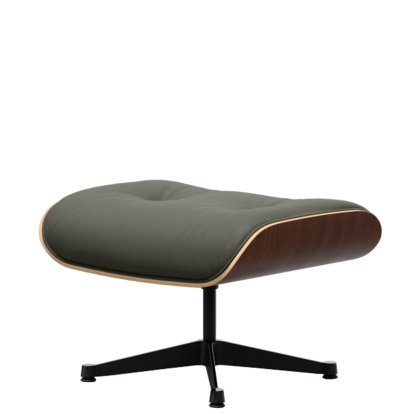 Eames Lounge Chair Ottoman, Dark walnut, Leather Premium F umbra grey, Aluminium polished, sides black