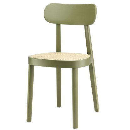118 / 118 M Chair, Olive green stained beech, Cane-work (with supporting mesh underneath seat)