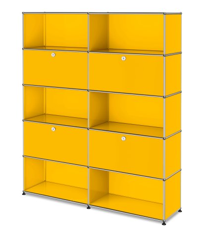 USM Haller Storage Unit L, Customisable, Golden yellow RAL 1004, With 2 drop-down doors, Open, With 2 drop-down doors, Open