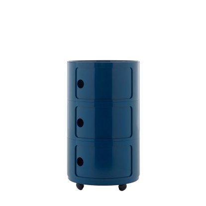 Componibili Container Big, 3 Compartments, Blue, With castors