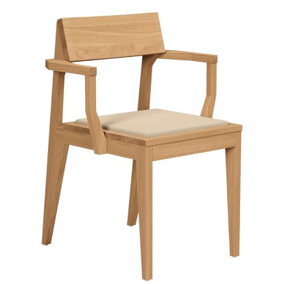 Schulz Armchair, Seat cushion beige (Autumn 0221), Waxed oak
