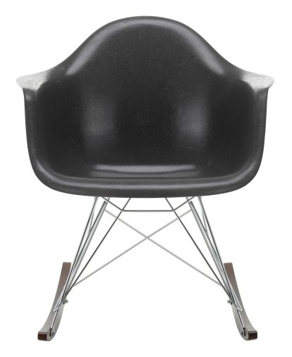 Eames Fiberglass Armchair RAR, Eames elephant hide grey, Chrome-plated, Dark maple