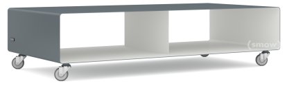 TV Lowboard R 200, Bicoloured, Basalt grey (RAL 7012) - Pure white (RAL 9010), Industrial castors
