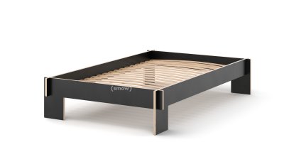 Siebenschläfer, 120 x 200 cm, Without headboard, Black, With rollable slatted base