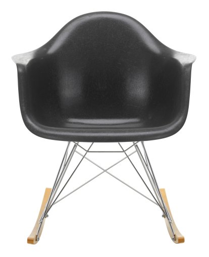 Eames Fiberglass Armchair RAR, Eames elephant hide grey, Chrome-plated, Yellowish maple