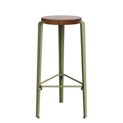 Lou Bar Stool, 76 cm, Tinted oak, Khaki green