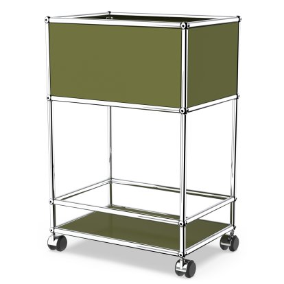 USM Haller Bar Sideboard Type II, Olive green RAL 6003, Soft castors for hard floor surfaces