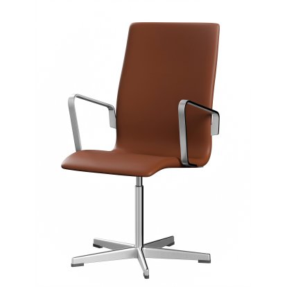 Oxford Office Swivel Chair, With armrests, Middle-high back, Fixed base, Soft leather, Cognac