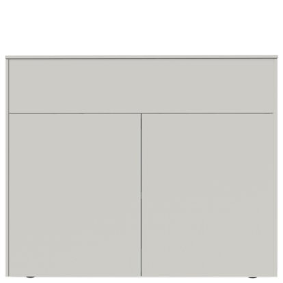 Aventa Sideboard with Door and Drawer, 120 cm, 4 Height grids, Melamine white, Plastic glide