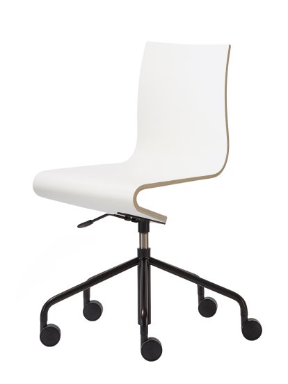 Work Chair Seesaw, Black, with gas spring, Without armrests, Natural beech/White laminated melamine
