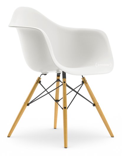 Eames Plastic Armchair DAW, White RE, Without upholstery, Without upholstery, Standard version - 43 cm, Yellowish maple