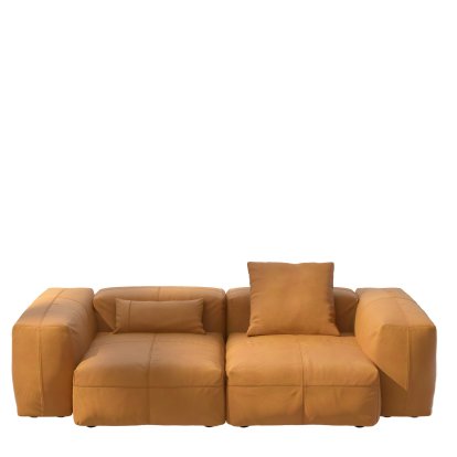 Vetsak Sofa Set 2, M, Leather - Brown, With cushions