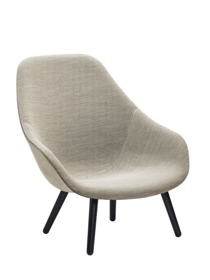 About A Lounge Chair High AAL 92, Hallingdal - warm grey, Black lacquered oak, Without seat cushion