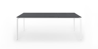 Maki Dining Table, L 139-214 x W 90 cm, Fenix London grey with black edge, Aluminium with white lacquer