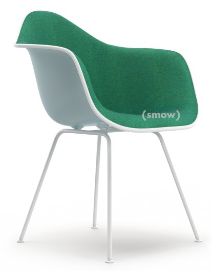 Eames Plastic Armchair DAX, Ice grey, With full upholstery, Mint / forest, Standard version - 43 cm, Coated white