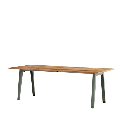 New Modern Dining Table Rectangular, Metal/Wood, 220 x 95 cm, Reclaimed oak, Eucalyptus grey