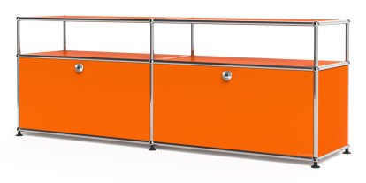USM Haller Lowboard L with Extension, Customisable, Pure orange RAL 2004, With 2 drop-down doors, Without cable entry hole