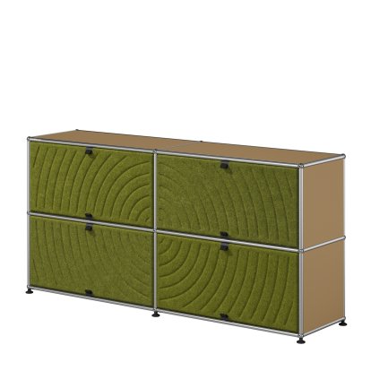 USM Haller Sideboard L with four USM Haller Soft Panels, round, USM beige, Green