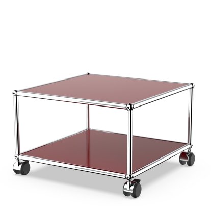 USM Haller Side Table with Castors, USM ruby red, Hard castors for carpets