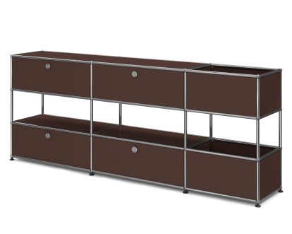 USM Haller Kids Sideboard L with storage boxes, Self-coloured, USM brown, With drop-down door