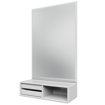 Glance Mirror with Shelf, New White