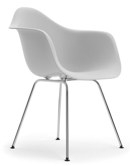 Eames Plastic Armchair DAX, Cotton white, Without upholstery, Without upholstery, Standard version - 43 cm, Chrome-plated