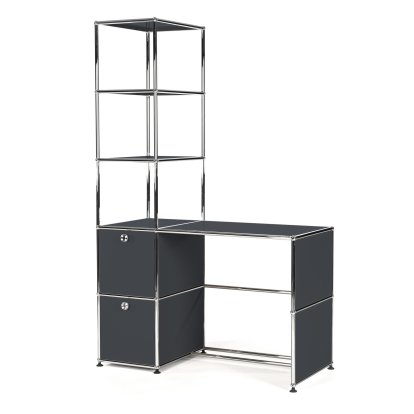 USM Haller desk with mit shelf unit, Anthracite RAL 7016