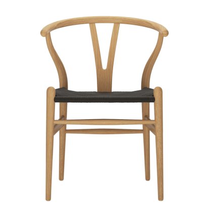 CH24 Wishbone Chair, Oiled oak, Black mesh