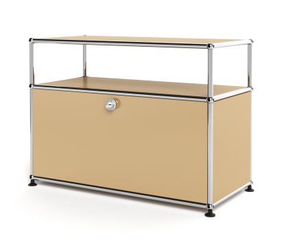 USM Haller Lowboard M with Extension, Customisable, USM beige, With drop-down door, Without cable entry hole
